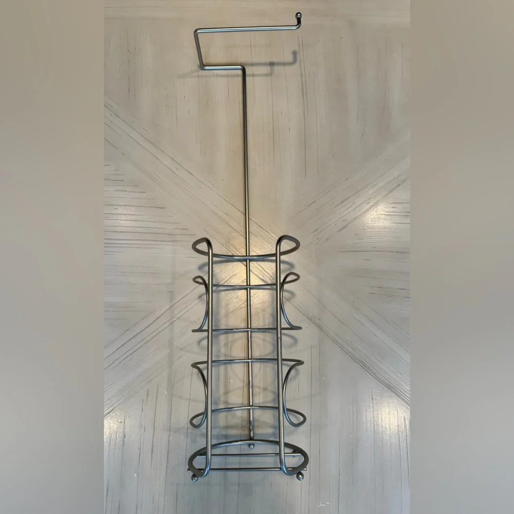 Mainstays Freestanding Satin Nickel Steel Toilet Paper Holder with Storage